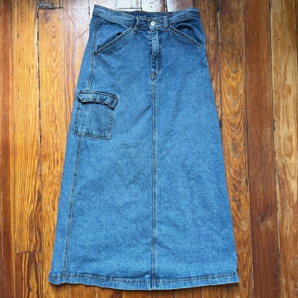 Brandy maxi denim skirt with pockets